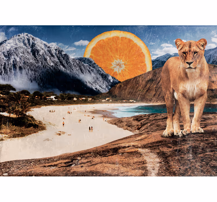 Animal wall mural lion beach scene - TenStickers