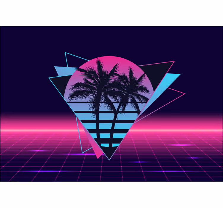 Quote wall mural retro palm geometry - TenStickers