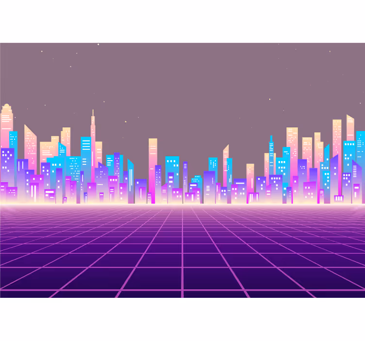 Futuristic city skyline city wall mural - TenStickers
