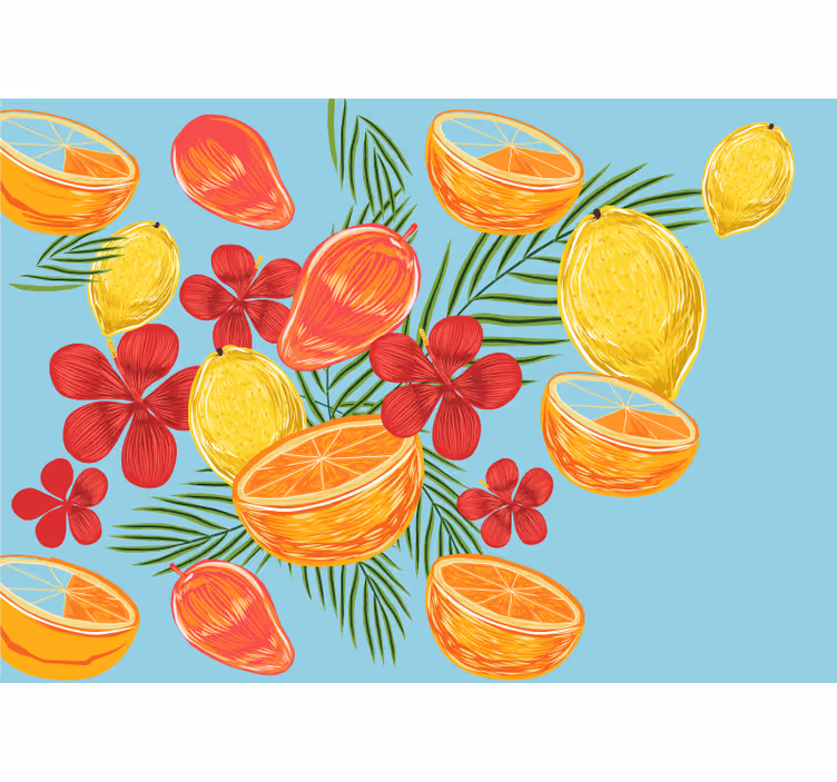 Flower wall mural tropical fruit display - TenStickers