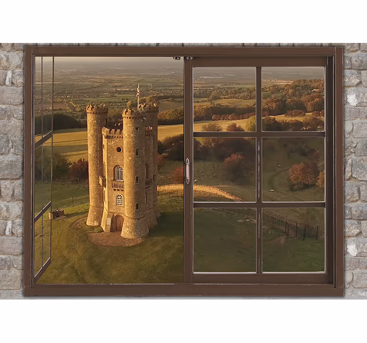 Sunset with castle landscape 3D Wall Mural - TenStickers