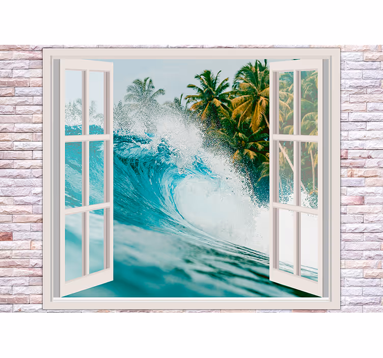Sea animals wall mural ocean wave scene - TenStickers