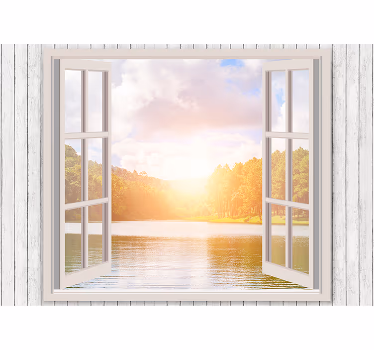 Window sun light on lake carp 3D Wall Mural - TenStickers