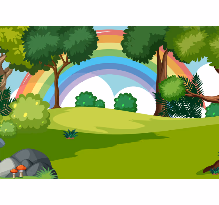 Jungle wall mural rainbow forest landscape - TenStickers
