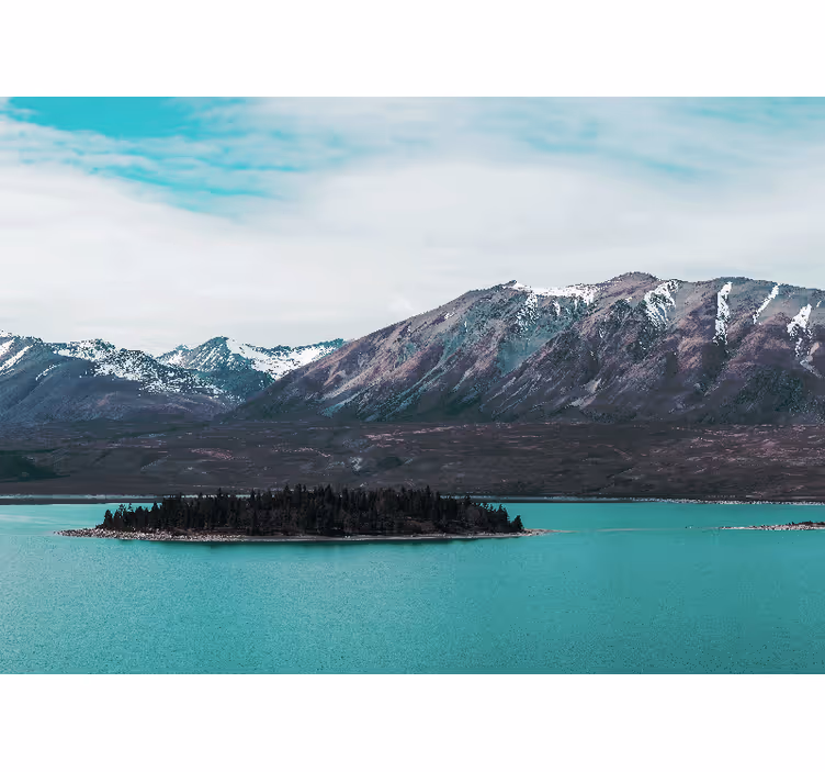 Landscape wall mural mountain lake isle - TenStickers