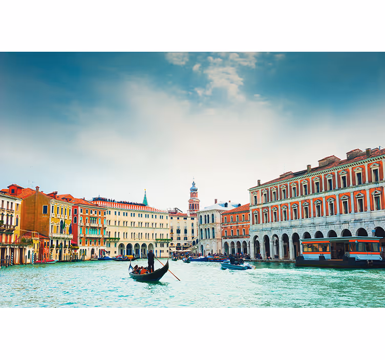 City wall mural venetian waterway view - TenStickers