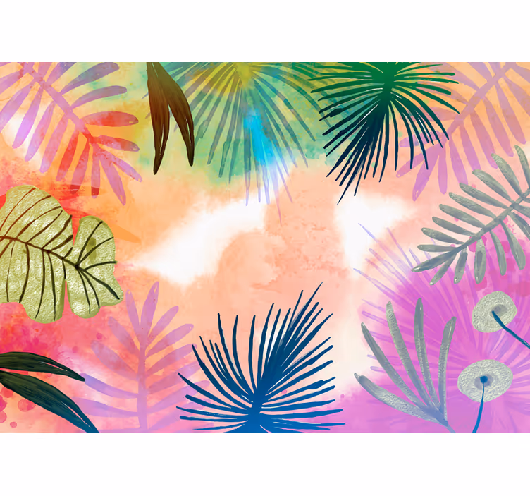 Nature wall mural tropical foliage patterns - TenStickers
