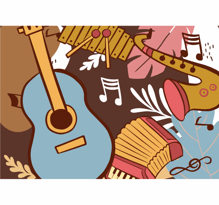 Music wall mural musical instruments layout - TenStickers