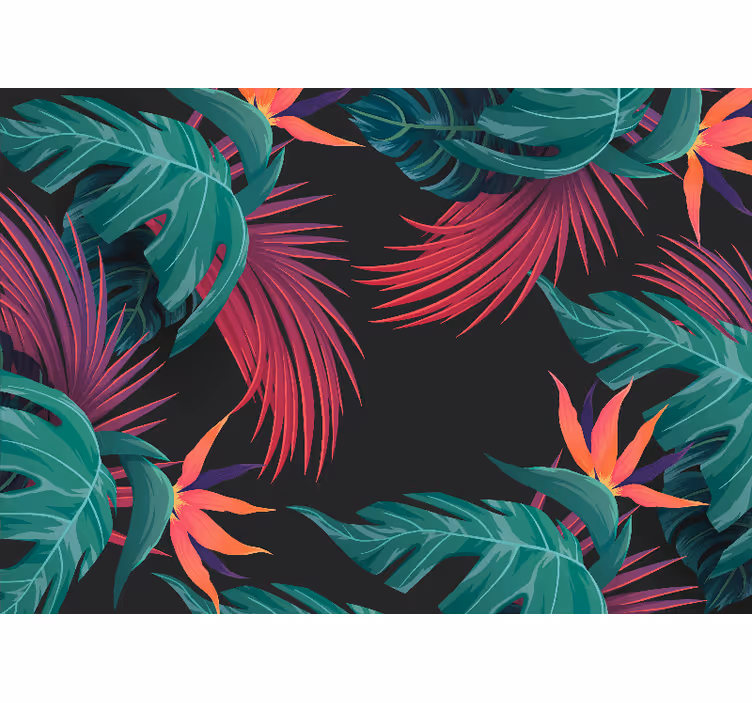 Nature wall mural tropical leaf cluster - TenStickers