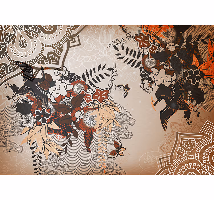 Mandala wall mural with floral patterns - TenStickers