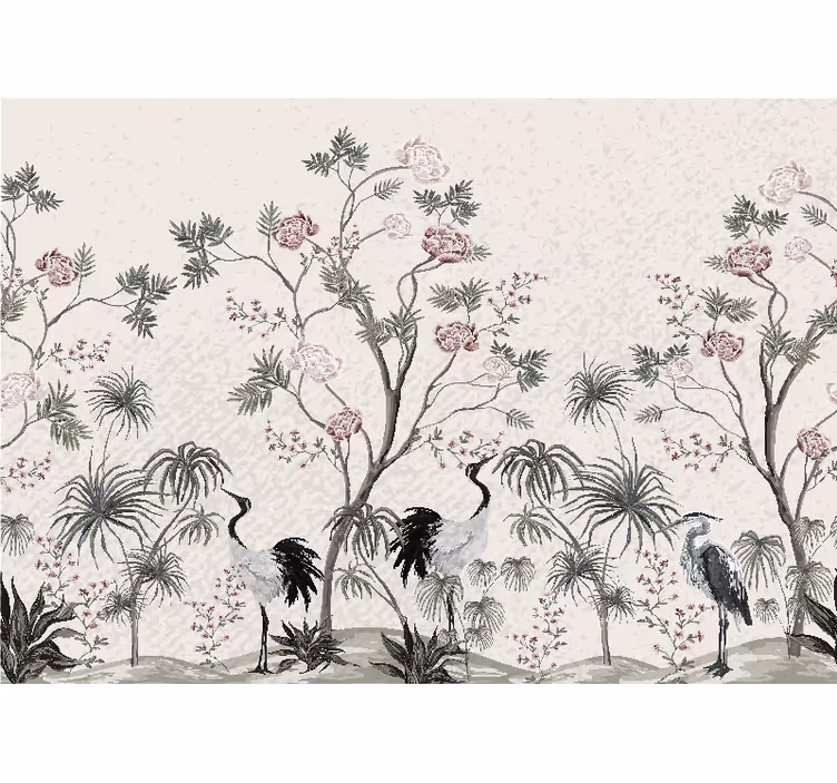 Animal wall mural elegant crane scene - TenStickers