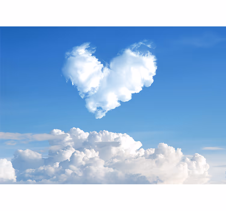 Love wall mural heart shaped clouds - TenStickers