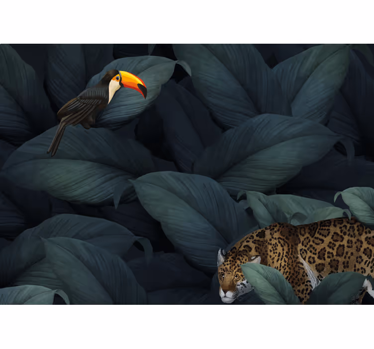 Animal wall mural tropical birds and leopards - TenStickers