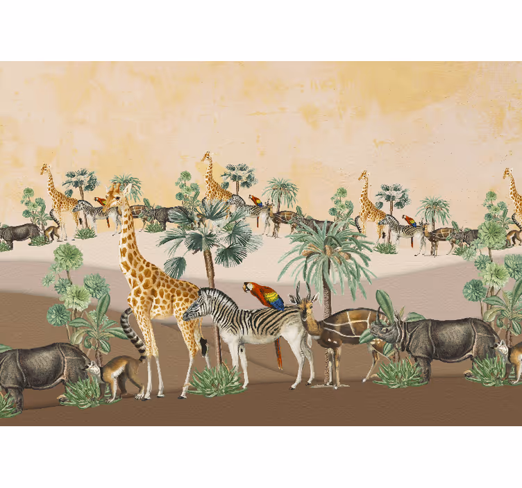 Africa wall mural safari wildlife scene - TenStickers