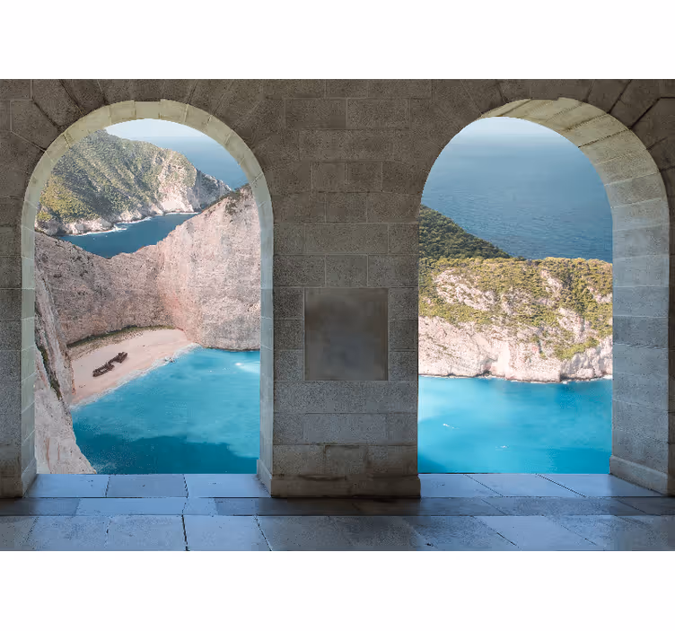 Landscape wall mural coastal view arch - TenStickers