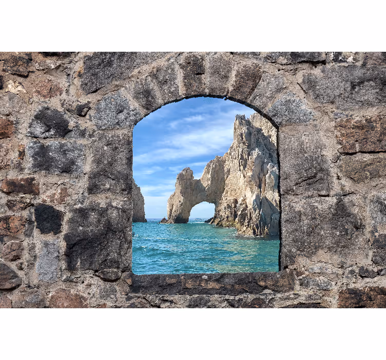 Rocky Arch View sea animals wall mural - TenStickers