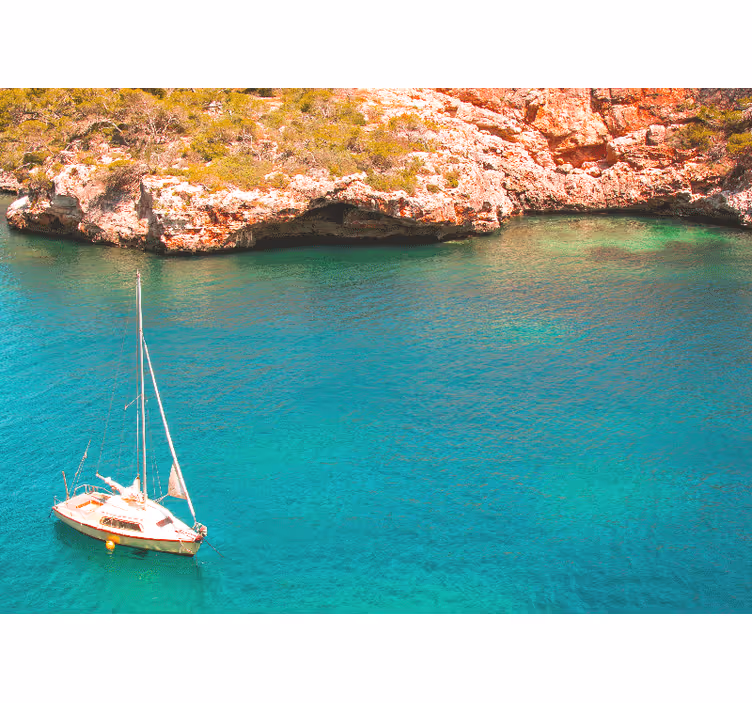 Sailing boat ocean sea animals wall mural - TenStickers