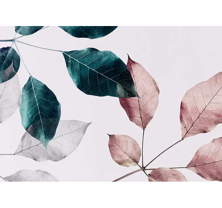 Nature wall mural with graceful leaf designs - TenStickers