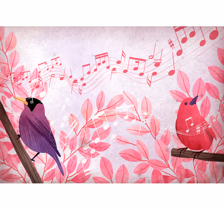 Animal wall mural of singing musical birds - TenStickers