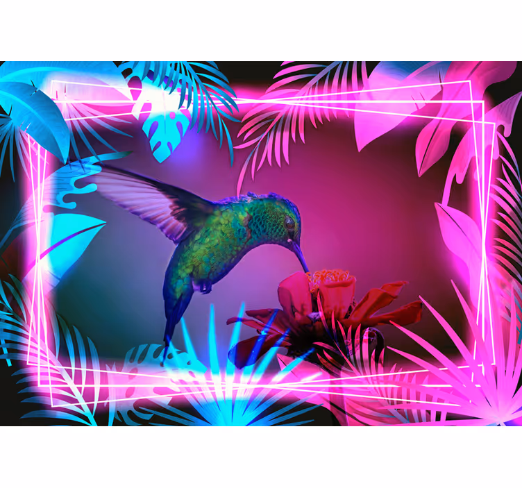 Hummingbird and Floral animal wall mural - TenStickers