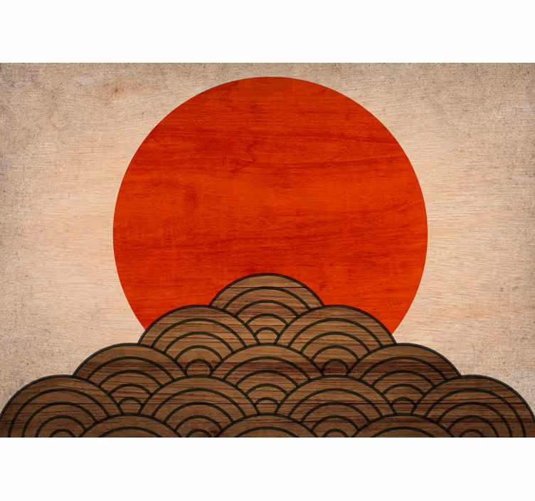 Animal wall mural red sun waves - TenStickers