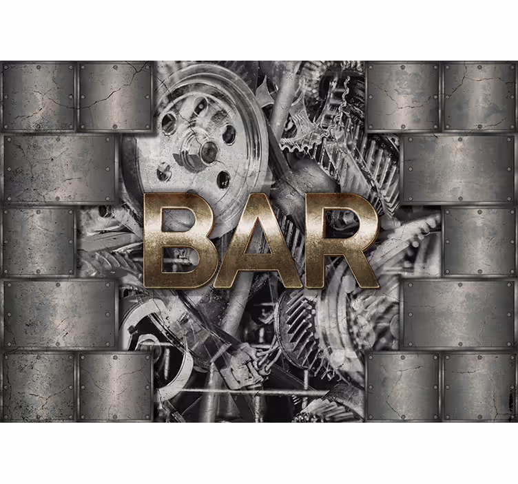 Urban wall mural industrial gear typography - TenStickers