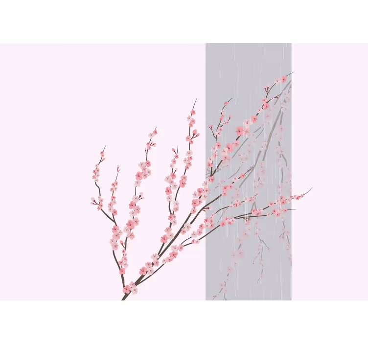 Flower wall mural gentle pink blooms - TenStickers
