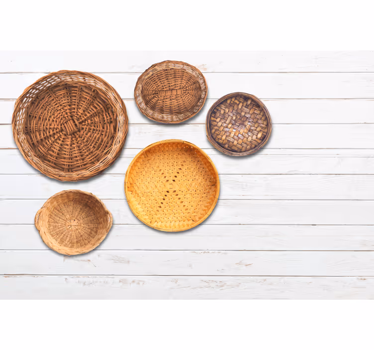 Textured wall mural woven basket designs - TenStickers