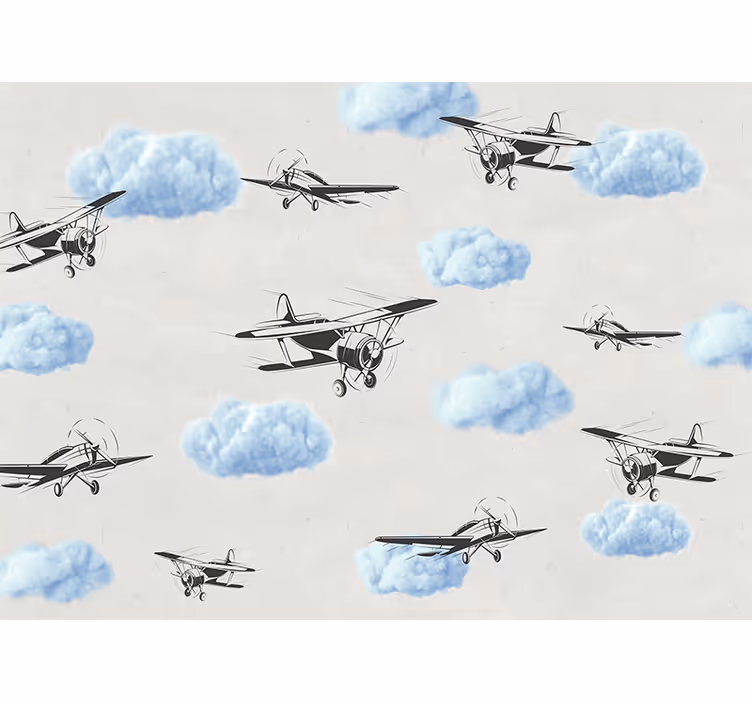 Vehicle wall mural of soaring vintage airplanes - TenStickers