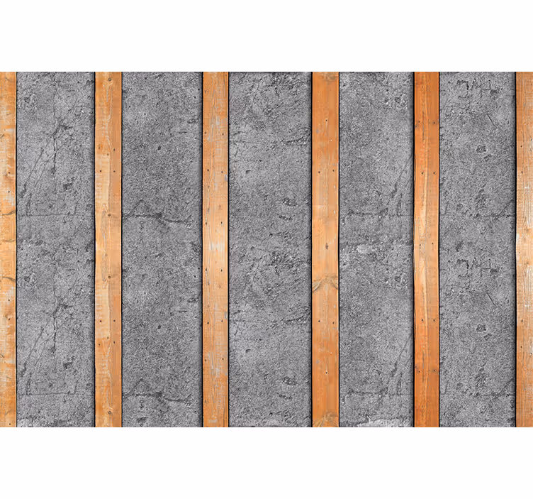 Wooden boards on concrete Wall Mural - TenStickers
