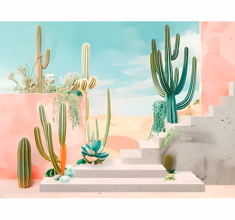 Cactus desert design wall mural - TenStickers