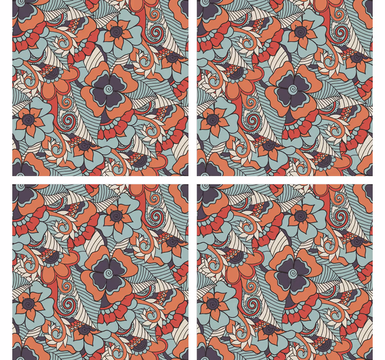 Paisley Print Floral Coaster - TenStickers