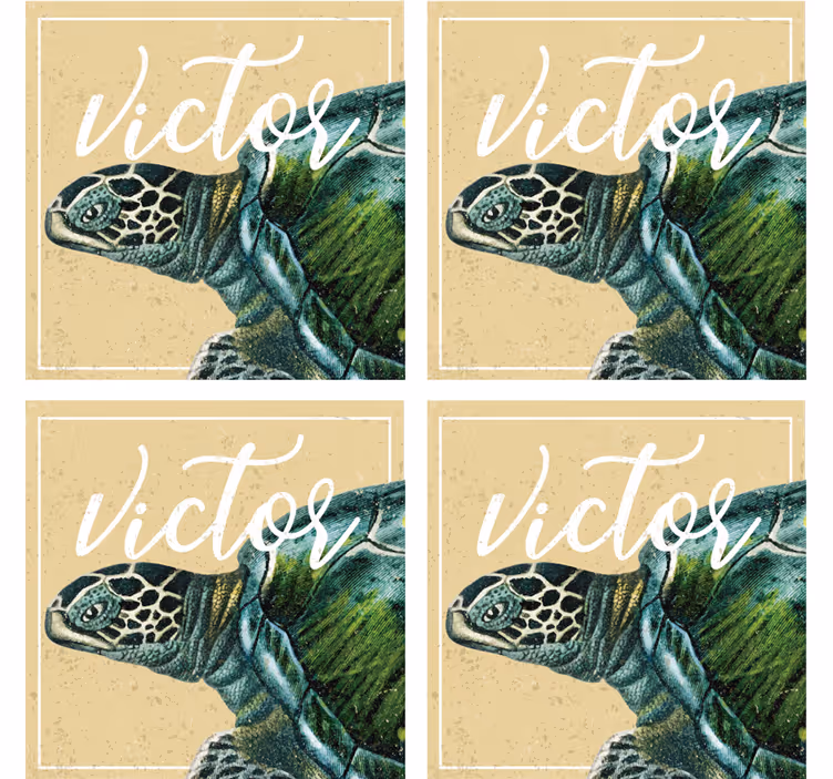 Personalisable coasters turtle illustration with name - TenStickers