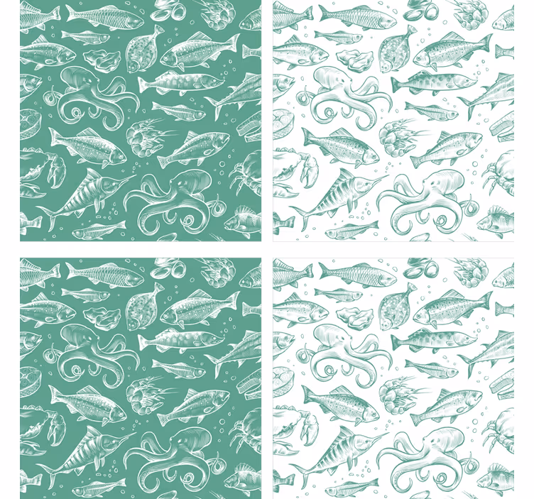 Awesome sketch fish hand drawn coaster - TenStickers