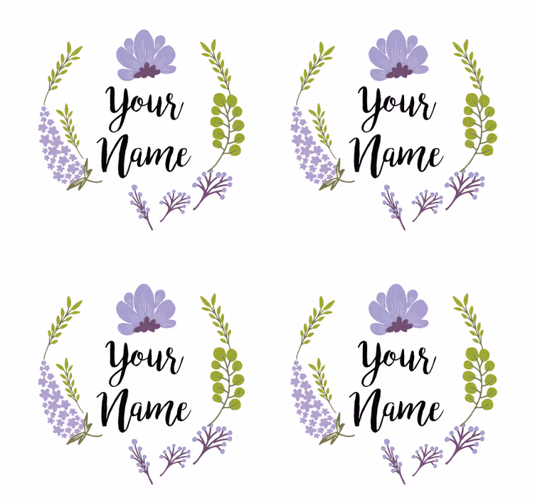 Personalizable coasters floral personalized design - TenStickers