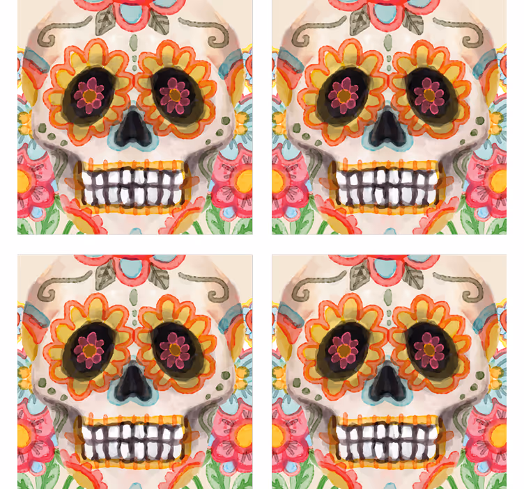 Halloween coasters featuring colorful sugar skull - TenStickers