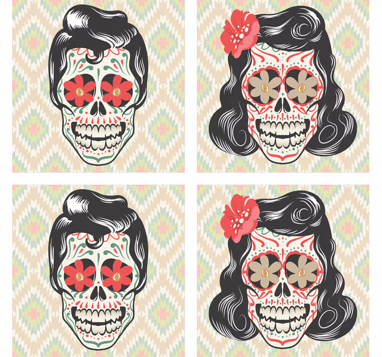 Halloween skulls drink coaster - TenStickers
