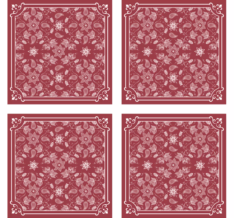 Vintage coasters floral pattern tile - TenStickers