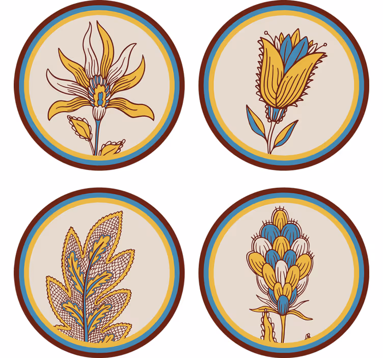 Coasters floral design set - TenStickers