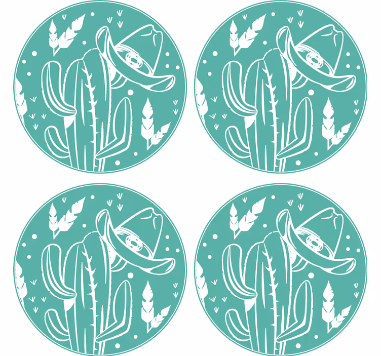 Geek coasters cactus in a hat - TenStickers