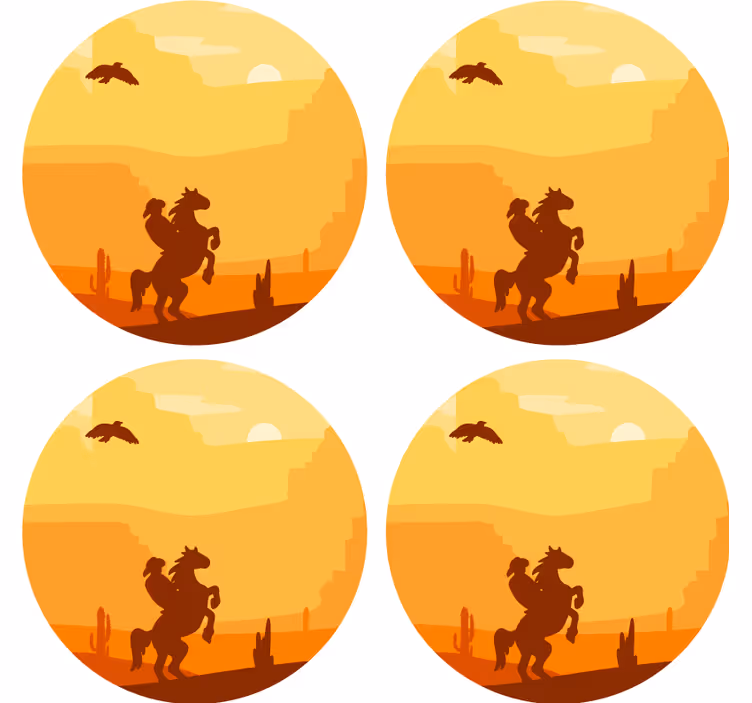 Vintage coasters sunset desert scene - TenStickers
