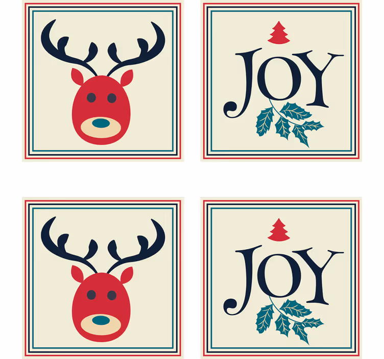 Christmas coaster featuring reindeer and holly - TenStickers