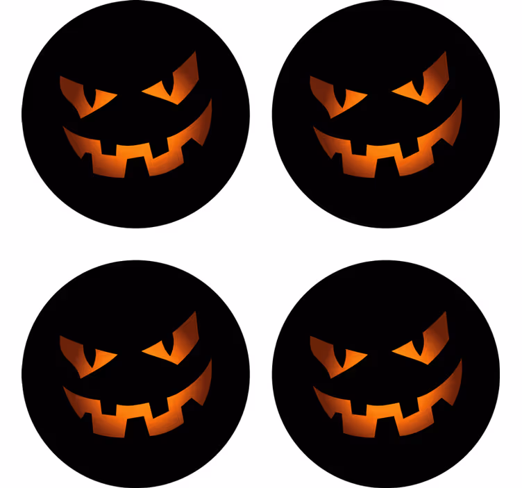 Halloween coasters pumpkin face collection - TenStickers