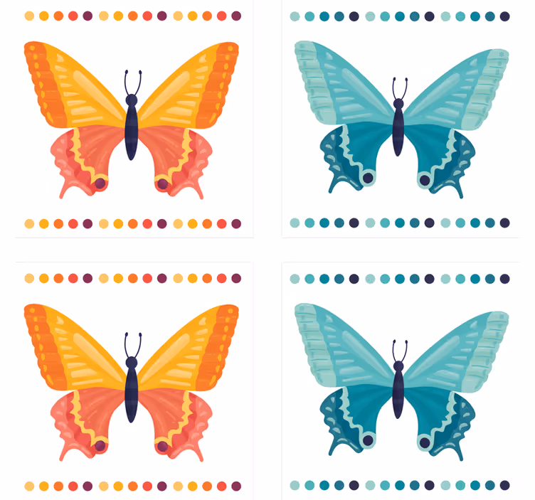 Geek coasters colorful butterfly designs - TenStickers