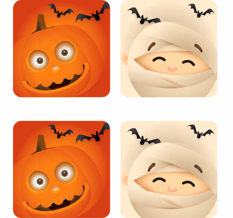 Halloween coasters cheerful pumpkin and mummy - TenStickers