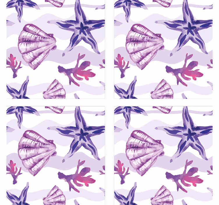Coasters with coastal shell patterns - TenStickers