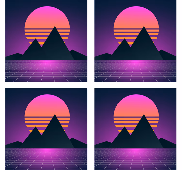 Modern coasters geometric mountain sunset design - TenStickers
