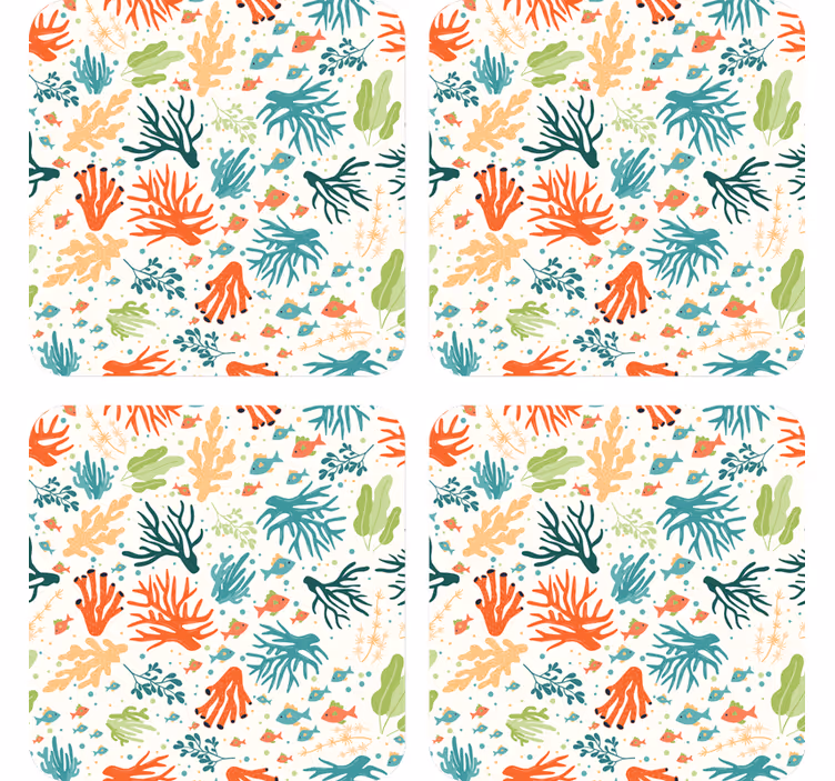 Colorful Coral marine life coasters - TenStickers