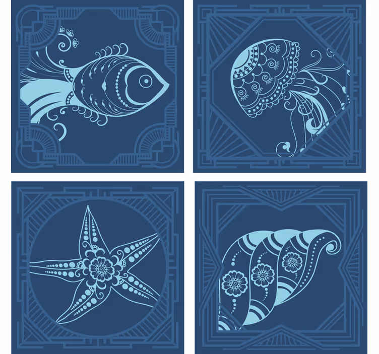 Ornamental Sea Life TILES marine life coasters - TenStickers