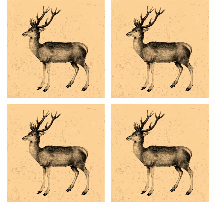 Beer mats with vintage deer illustration - TenStickers
